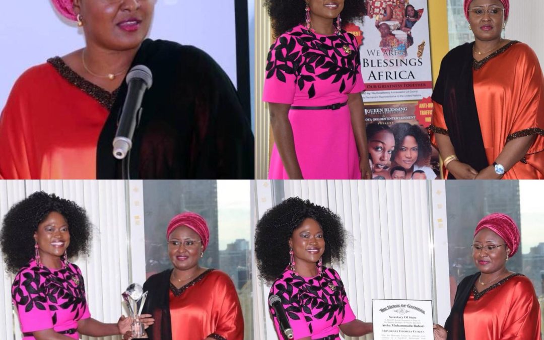 The wife of the President, Mrs. Aisha Buhari, has been conferred with Distinguished Global Award for Excellence in Women Empowerment and Gender Development by Global Empowerment Movement Corporation, U.S